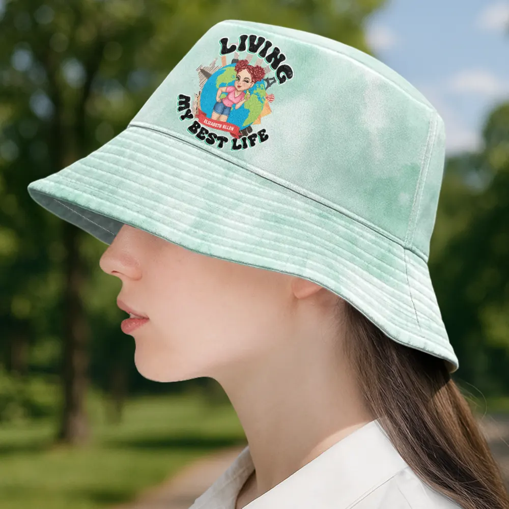 Living My Best Life Travel Lovers - Personalized Bucket Hat - Image 3