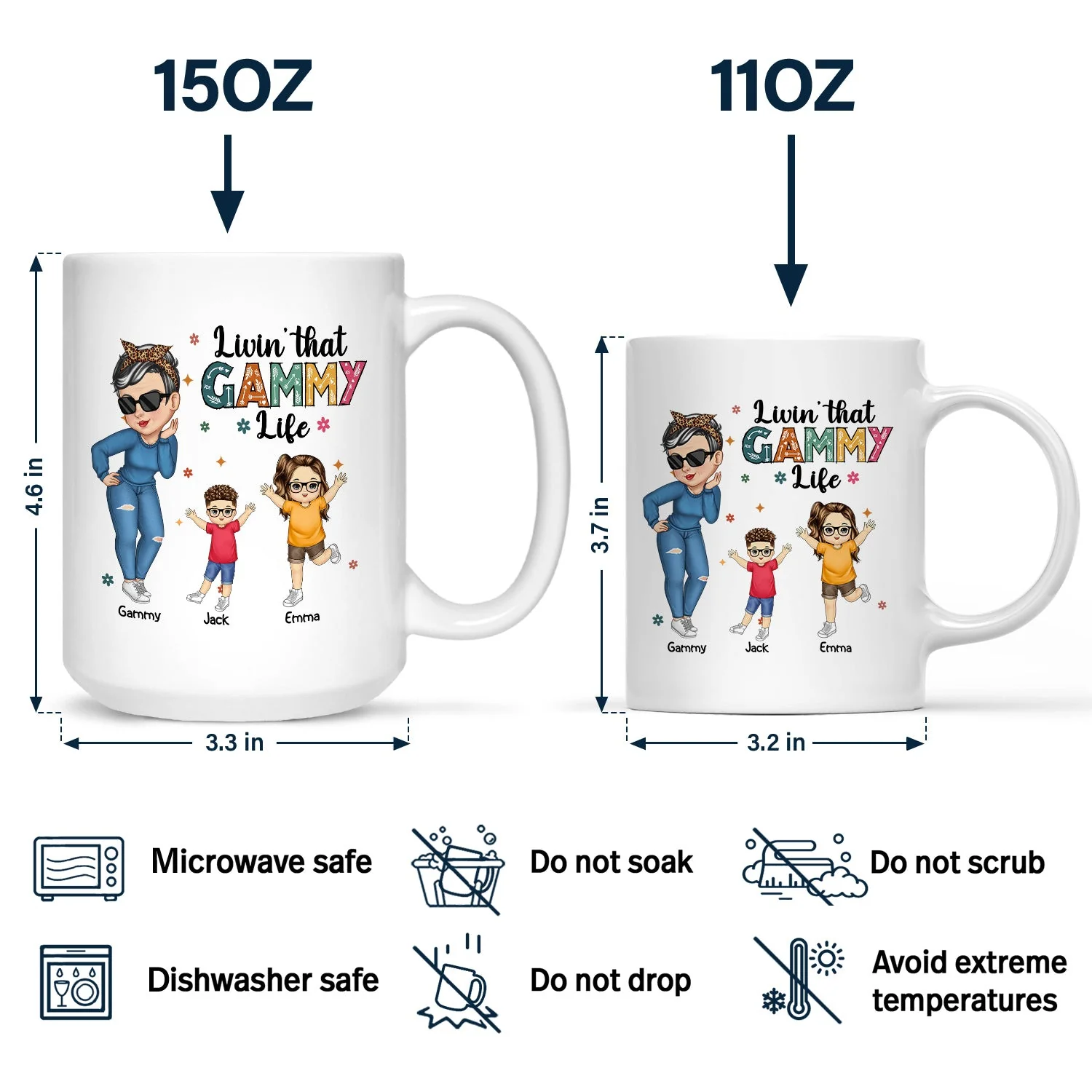 Living That Grandma Life - Funny Gift For Grandma, Mom, Nana, Gigi - Personalized Mug - Image 4