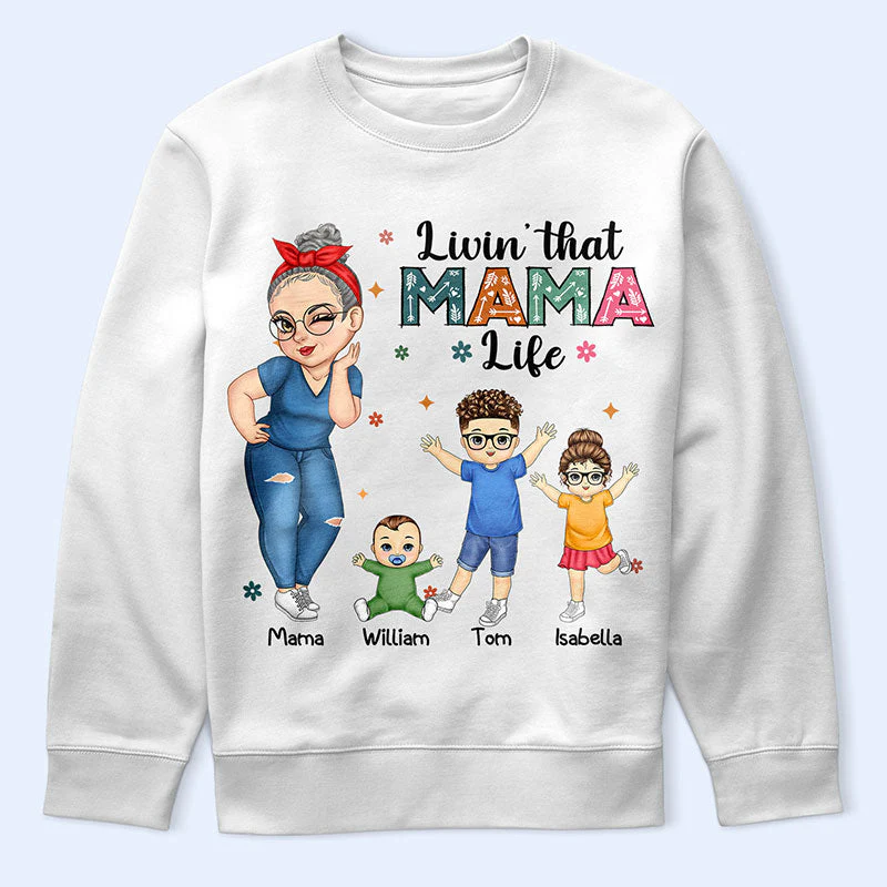 Living That Grandma Life - Funny Gift For Grandma, Mom, Nana, Gigi - Personalized T Shirt - Image 5