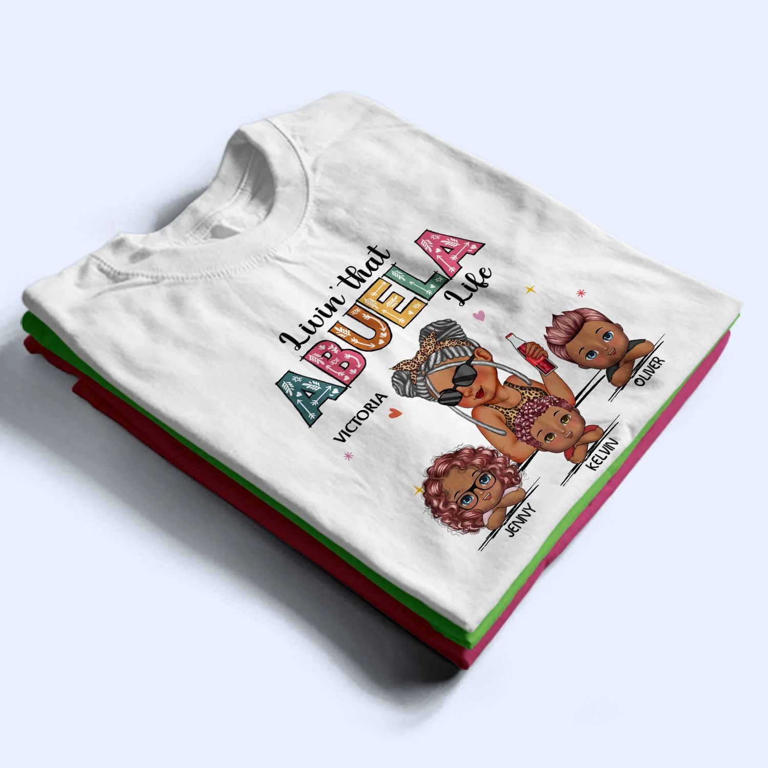 Living That Grandma Life - Gift For Grandma, Mom, Nana, Gigi - Personalized T Shirt - Image 2