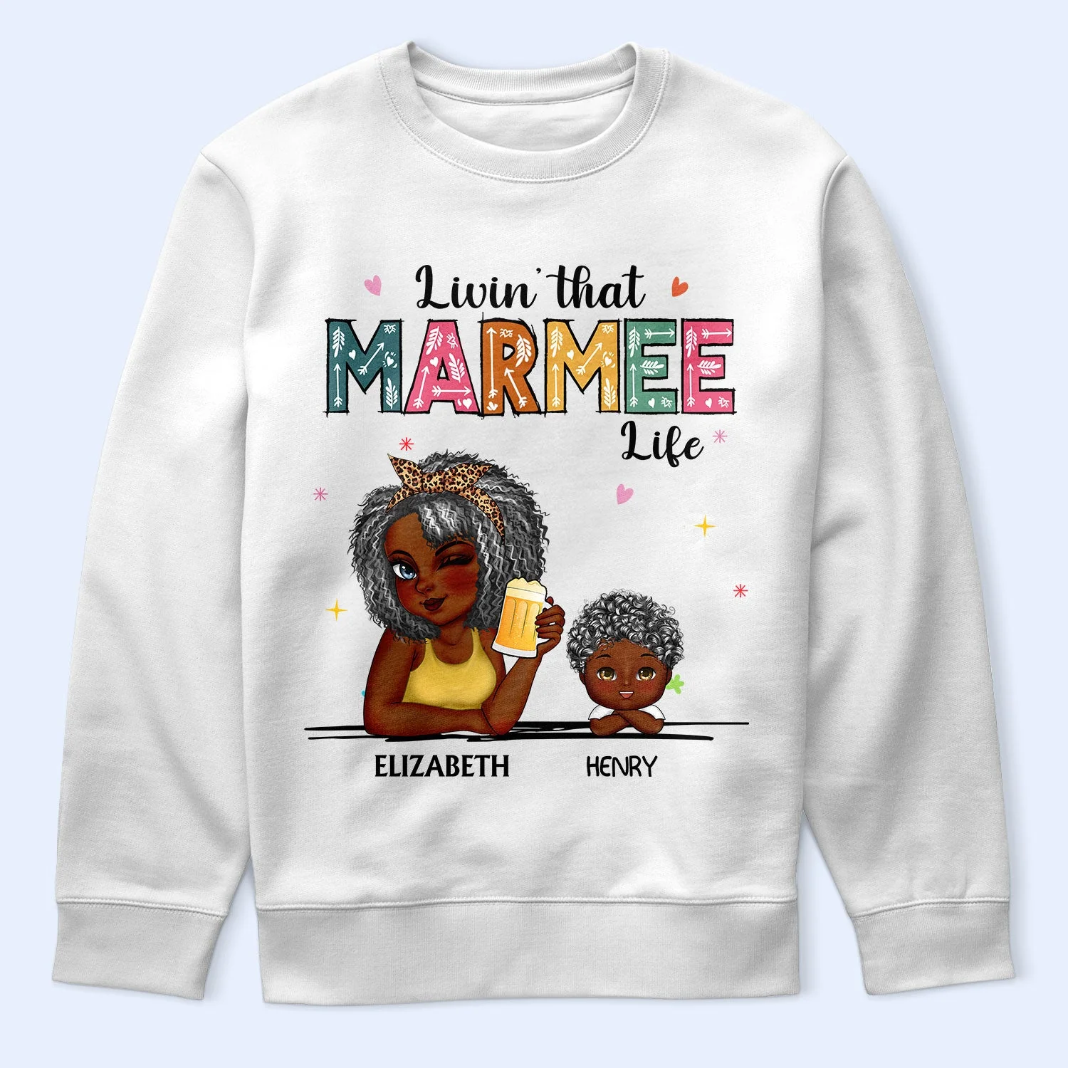 Living That Grandma Life - Gift For Grandma, Mom, Nana, Gigi - Personalized T Shirt - Image 5