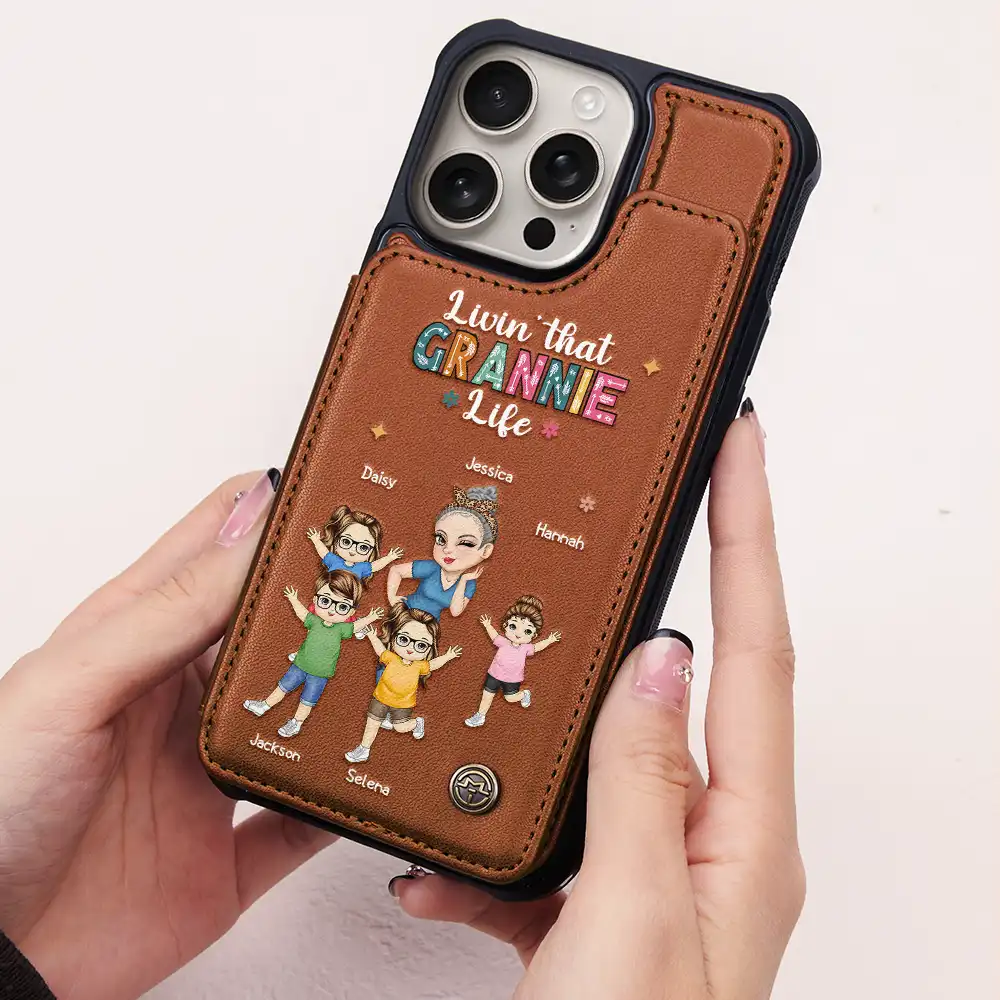 Living That Grandma Life - Personalized Leather Flip Wallet Phone Case - Image 2