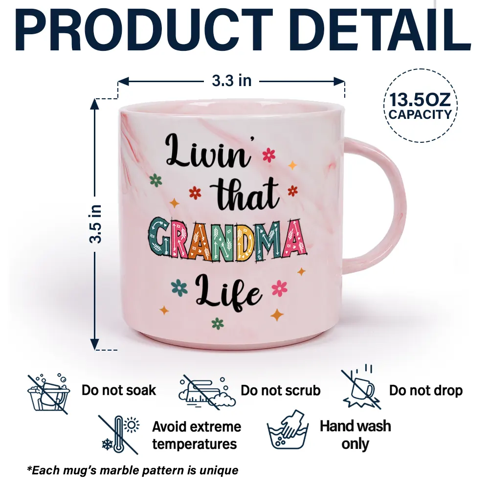 Living That Grandma Life - Personalized Marble Mug - Image 5