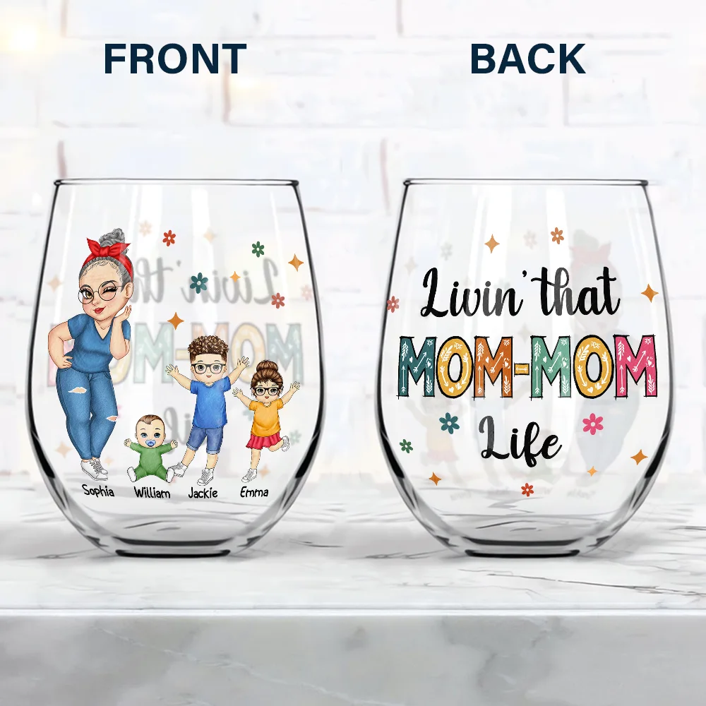 Living That Grandma Life - Personalized Stemless Wine Glass - Image 4