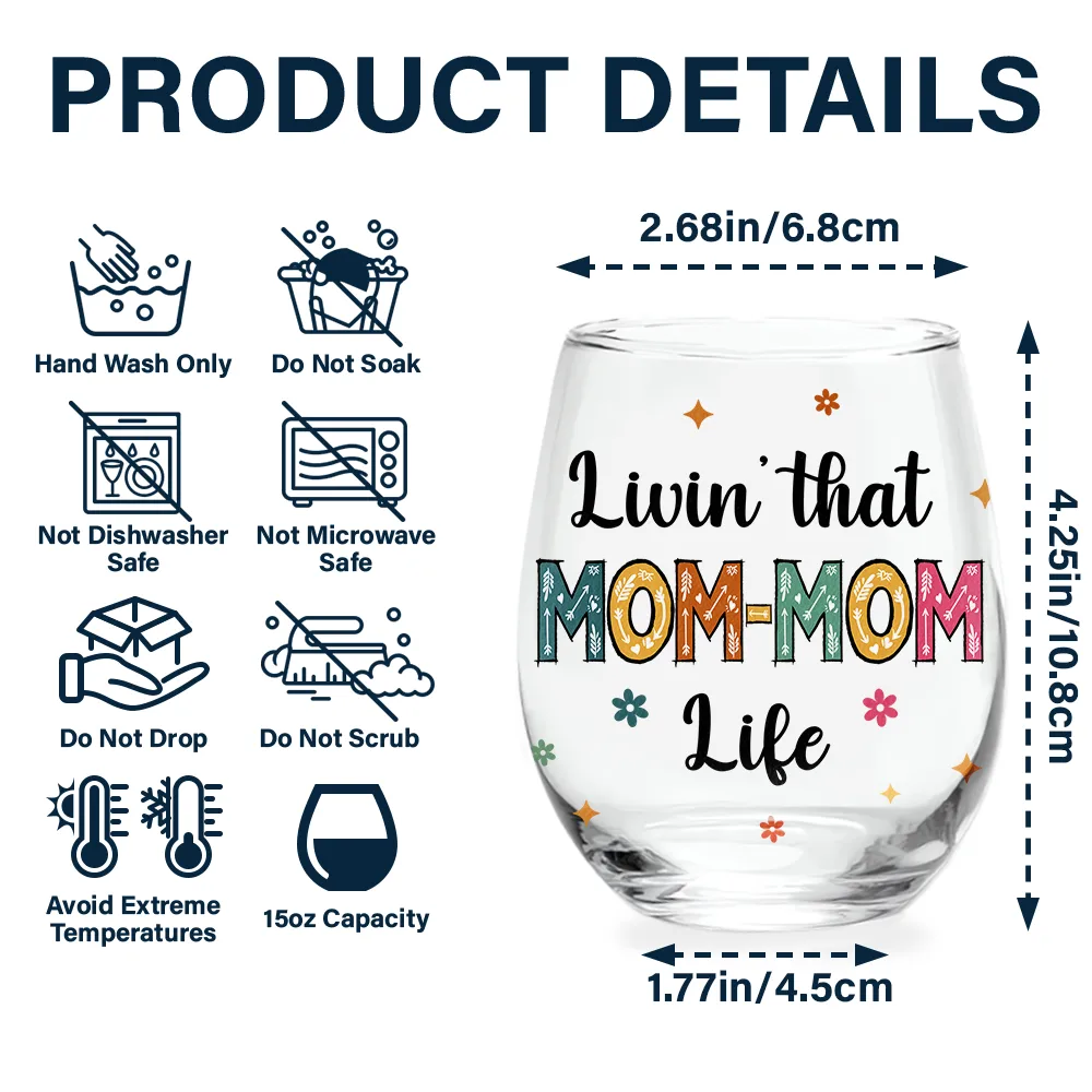 Living That Grandma Life - Personalized Stemless Wine Glass - Image 5