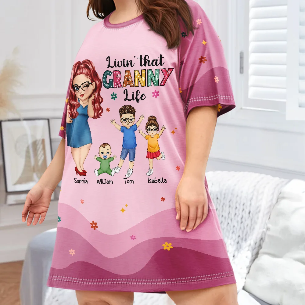Living That Grandma Life - Personalized Women's Sleep Tee - Image 3