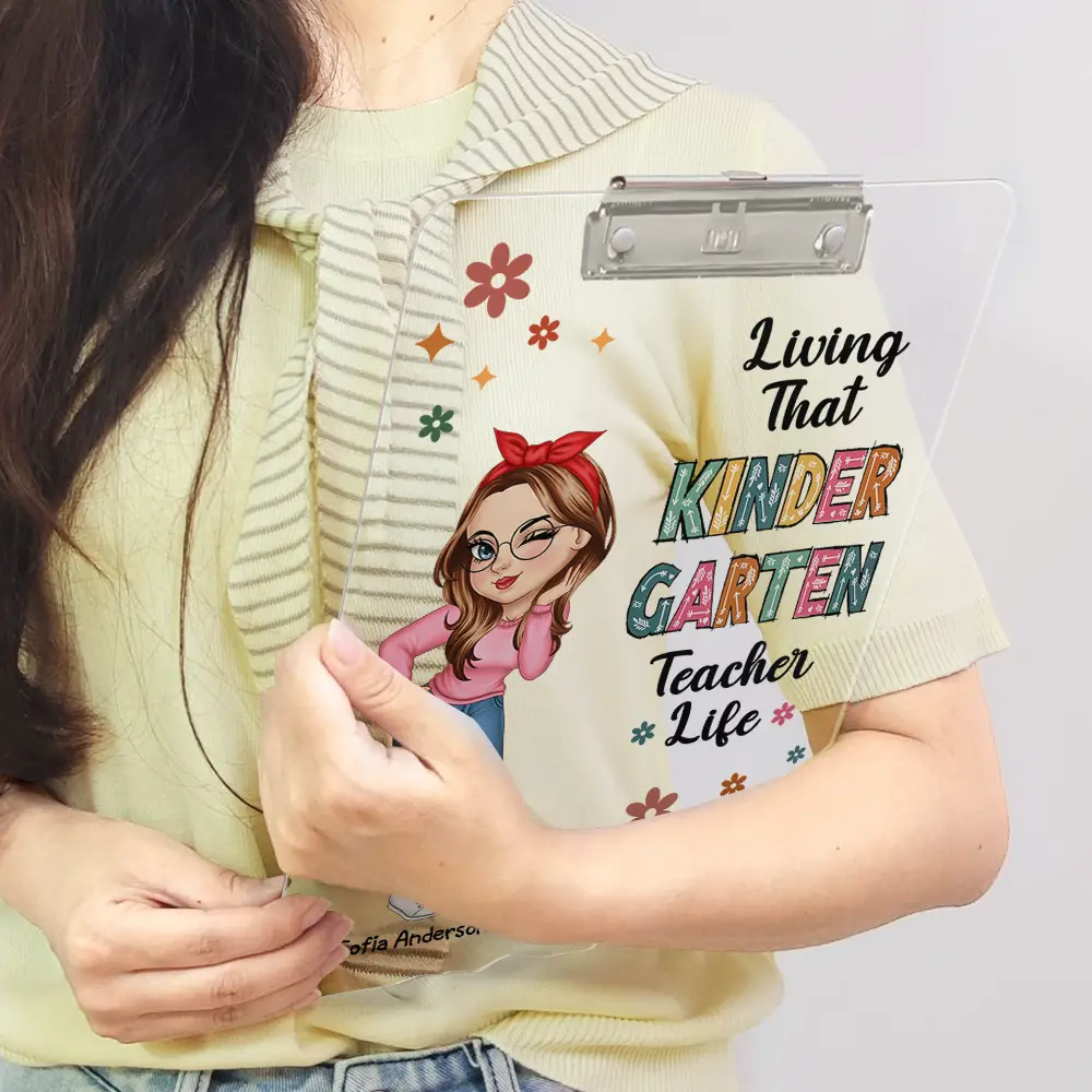 Living That School Teacher Life - Personalized Acrylic Clipboard - Image 4