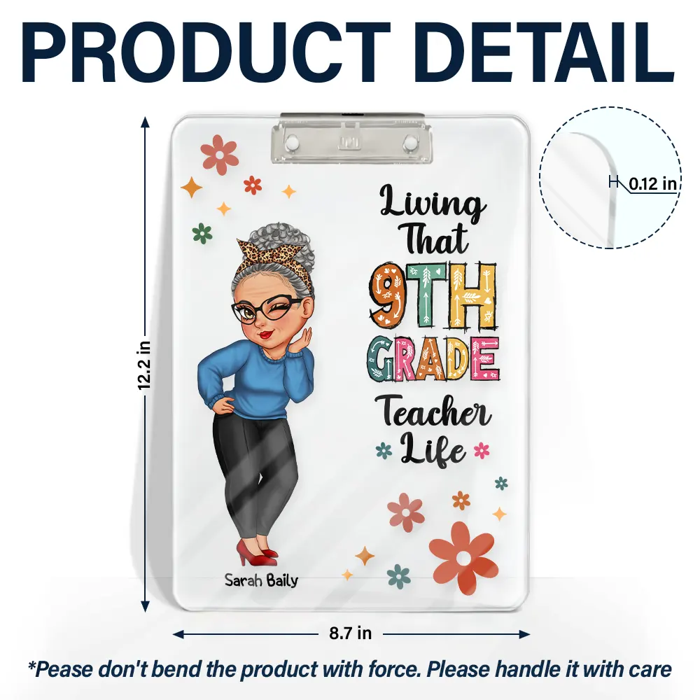 Living That School Teacher Life - Personalized Acrylic Clipboard - Image 5