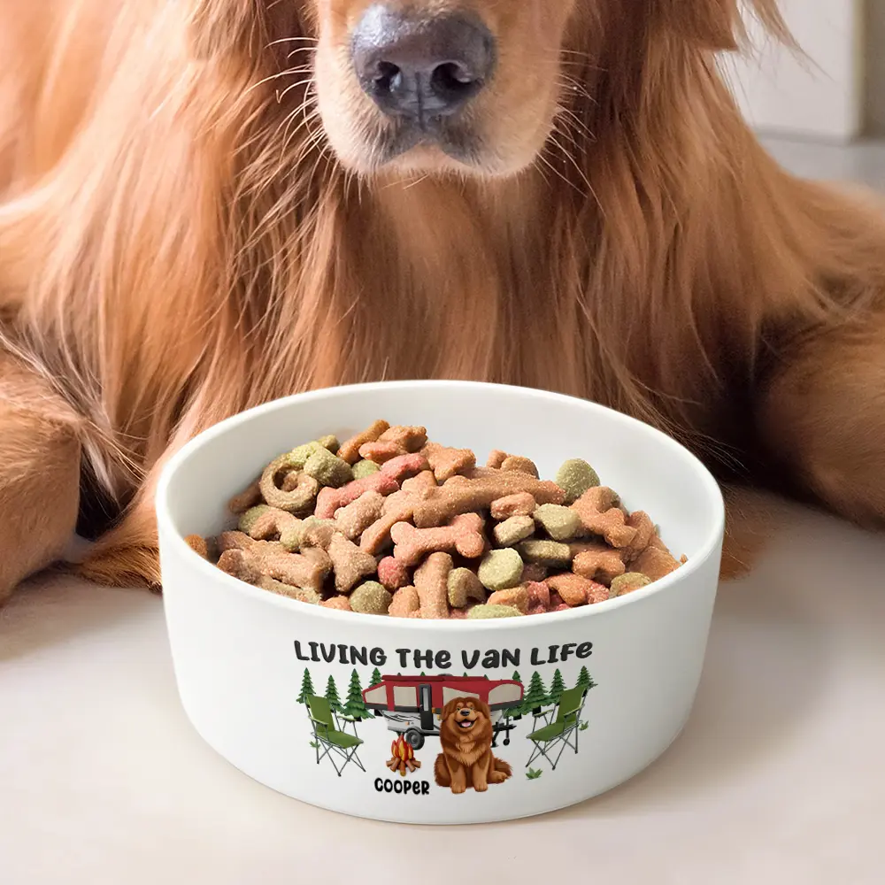 Living The Van Life - Personalized Pet Bowl - Image 2