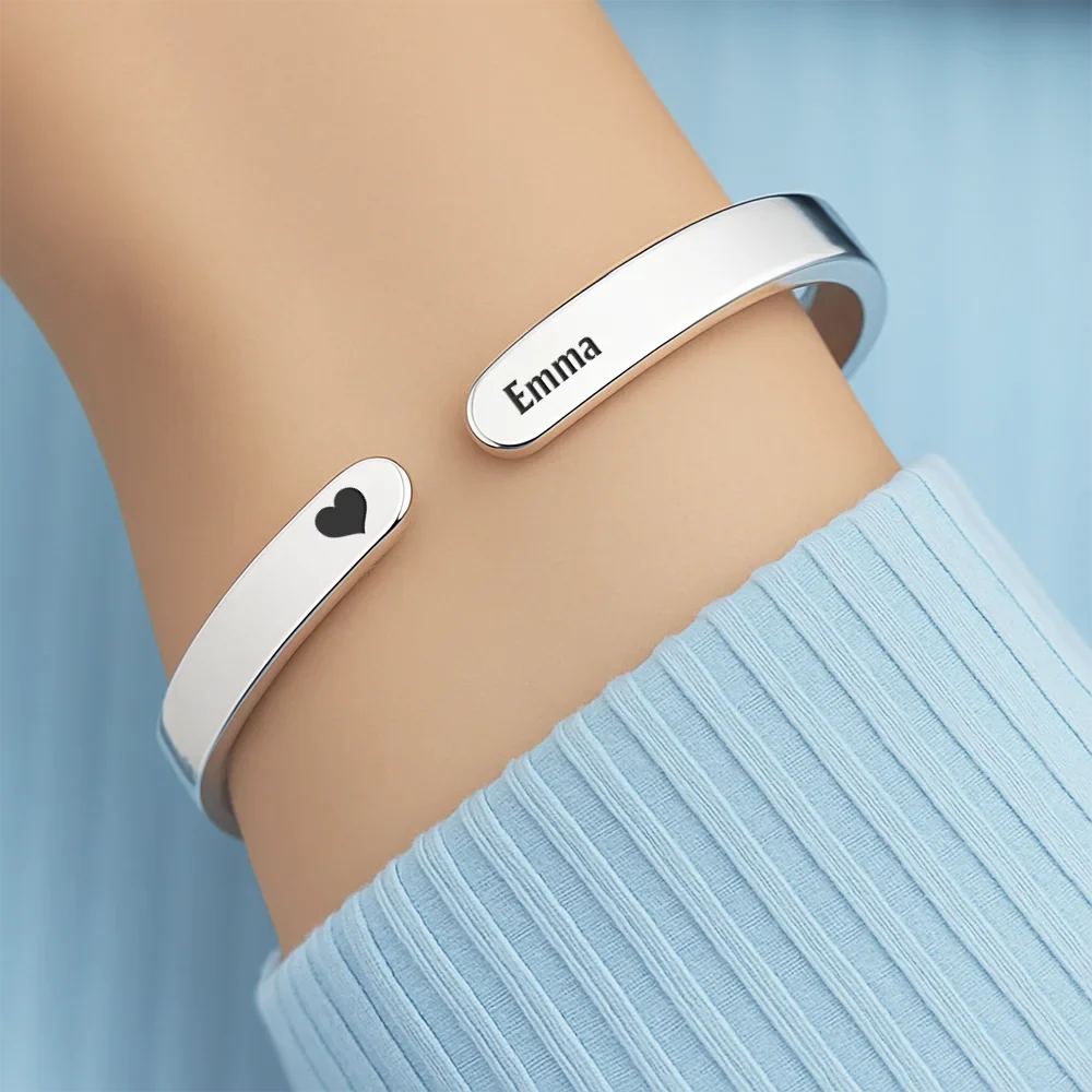 Location Coordinates I Own This Place - Personalized Bangle Bracelet Cuff - Image 4