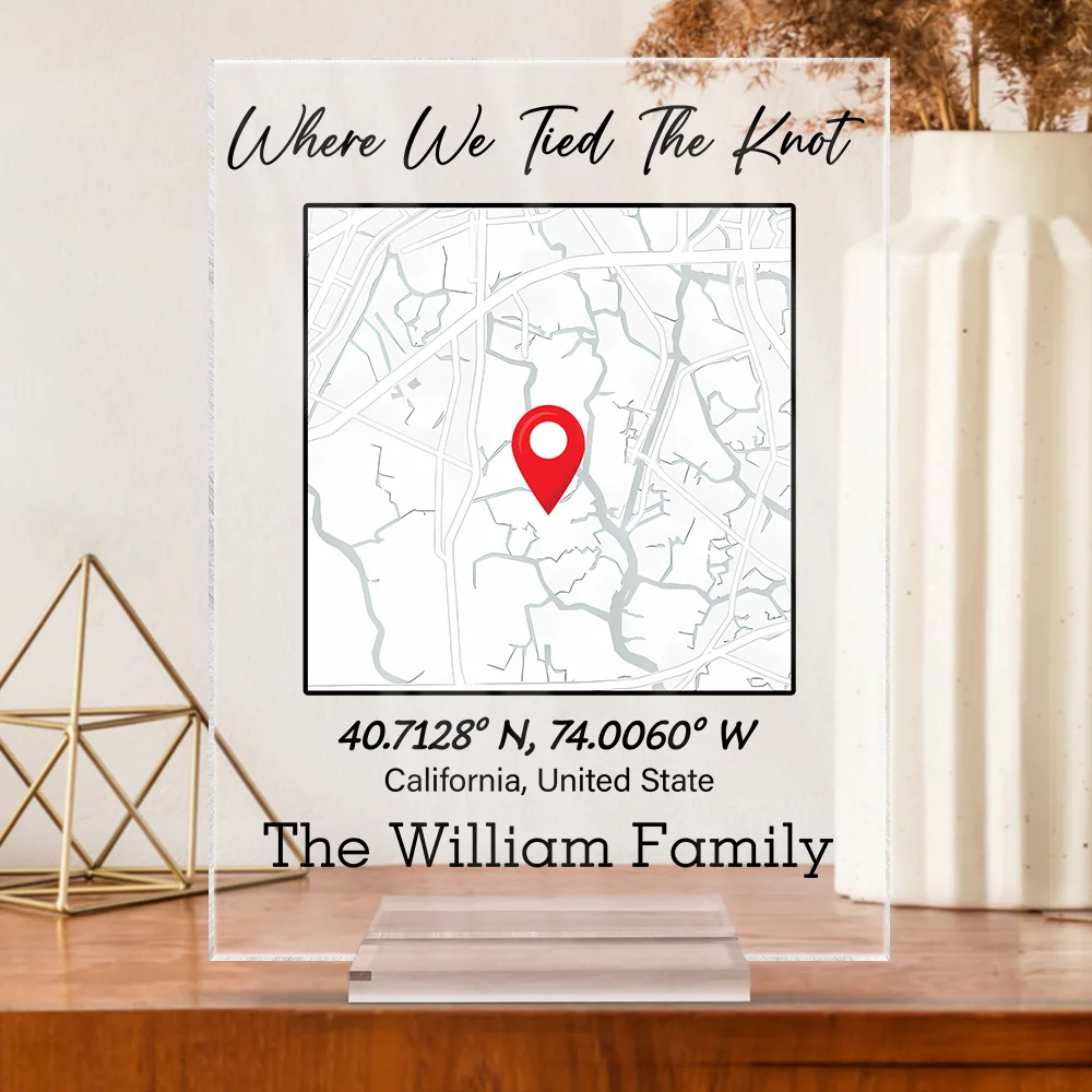 Location Map Location Coordinates Our First Home - Personalized Vertical Rectangle Acrylic Plaque - Image 3