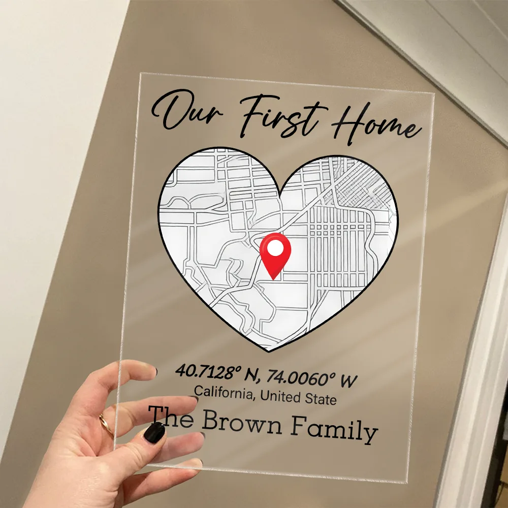 Location Map Location Coordinates Our First Home - Personalized Vertical Rectangle Acrylic Plaque - Image 4