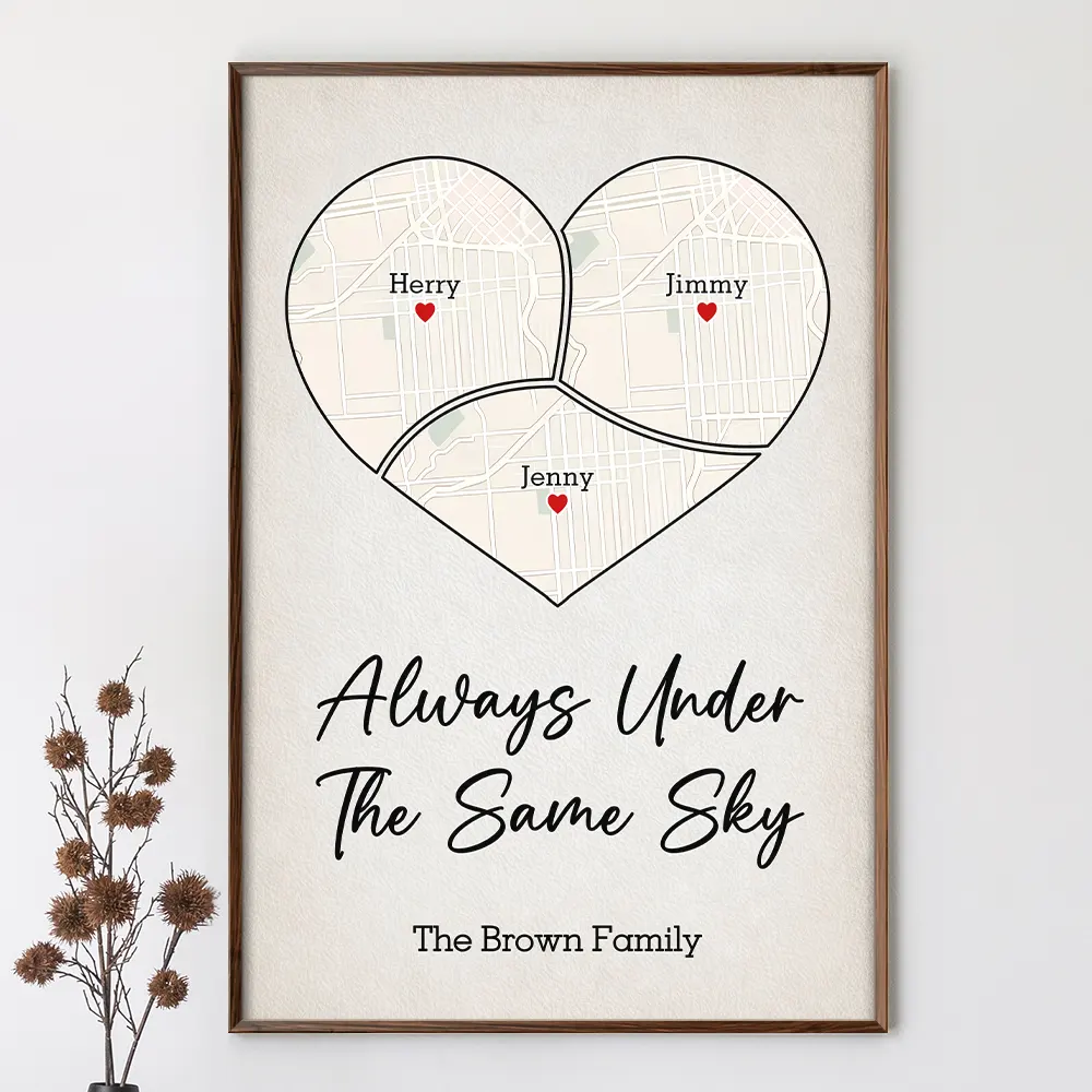 Location Map Miles Apart But Close At Heart - Personalized Poster - Image 3