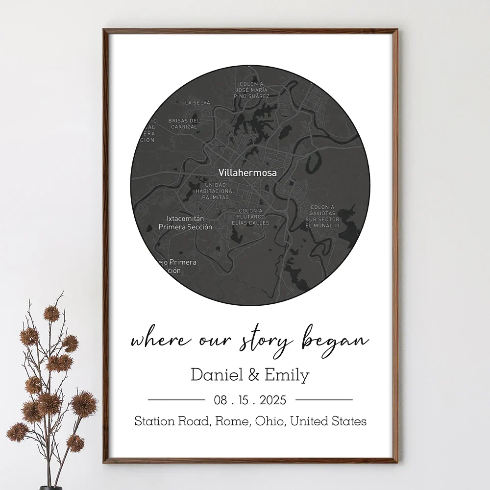 Location Map Wedding, Anniversary Gift For Couple, Where It All Began - Personalized Poster - Image 2