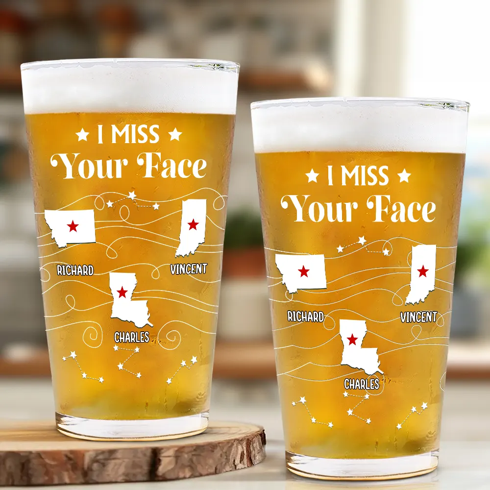 Long Distance Family Bestie Never Too Far To Drink Together - Personalized Beer Glass - Image 2
