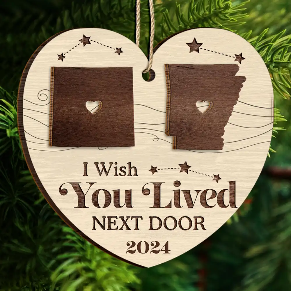 Long Distance The Miles Don't Matter Christmas - Personalized 2-Layered Wooden Ornament - Image 4