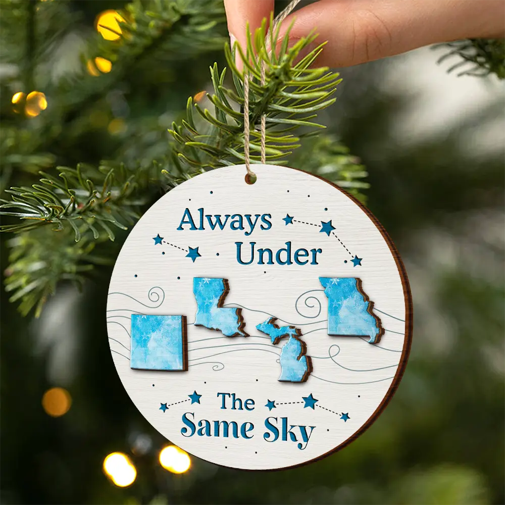 Long Distance The Miles Don't Matter Christmas - Personalized 2-Layered Wooden Ornament - Image 2