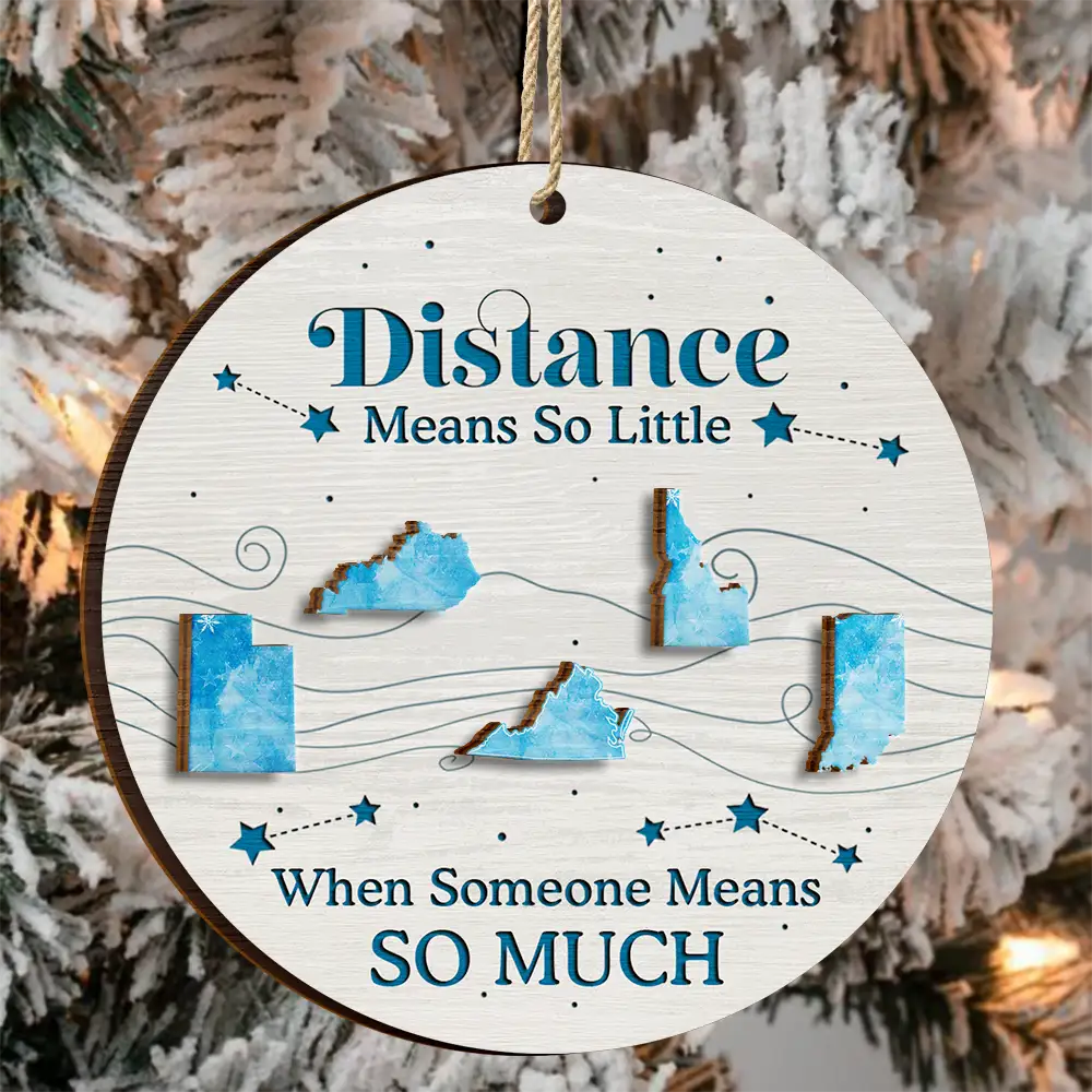 Long Distance The Miles Don't Matter Christmas - Personalized 2-Layered Wooden Ornament - Image 3