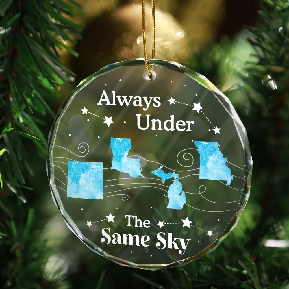 Long Distance The Miles Don't Matter Christmas - Personalized Circle Glass Ornament - Image 3