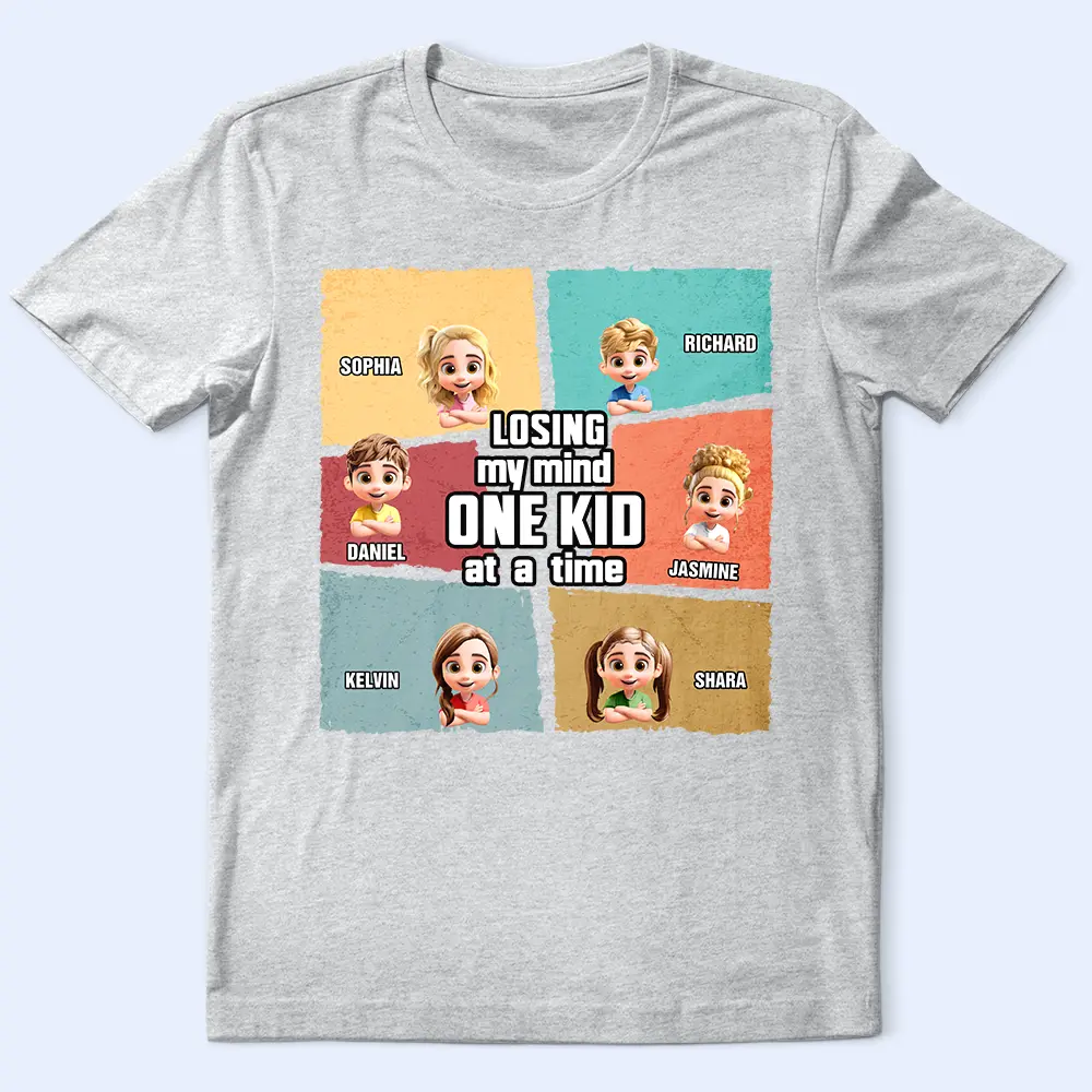 Losing My Mind One Kid At A Time Cartoon Story - Personalized T Shirt - Image 2