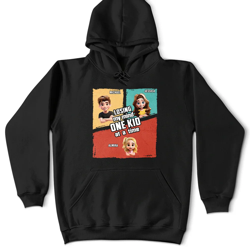 Losing My Mind One Kid At A Time Cartoon Story - Personalized T Shirt - Image 6