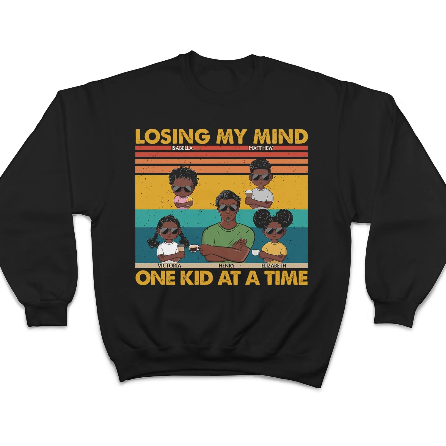 Losing My Mind One Kid At A Time - Funny, Birthday Gift For Father, Papa, Dad, Husband - Personalized Custom T Shirt - Image 5