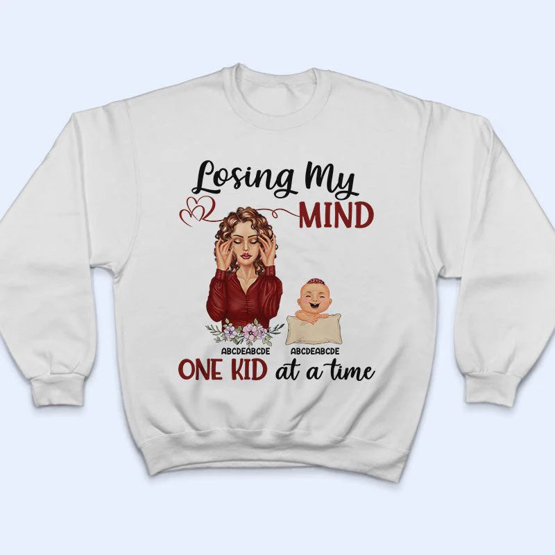 Losing My Mind One Kid At A Time Mom - Mother Gift - Personalized Custom T Shirt - Image 5