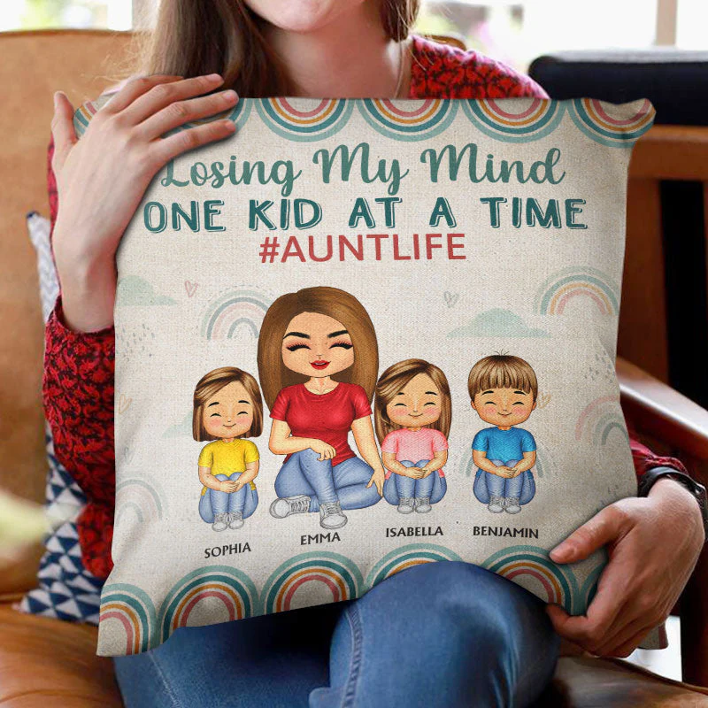 Losing My Mind One Kid At A Time - Birthday, Loving Gift For Mom, Mother, Grandma, Grandmother - Personalized Custom Pillow - Image 2
