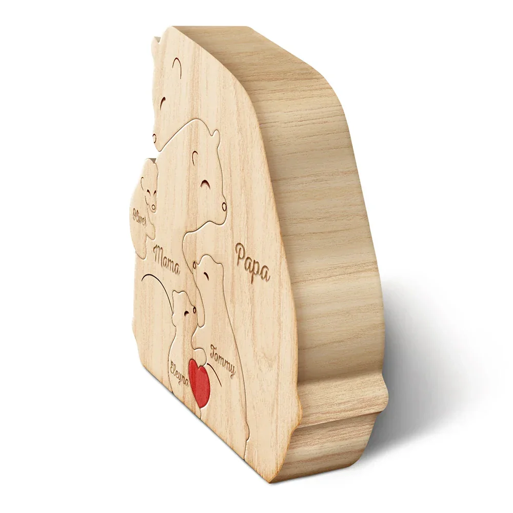 Love Bear Family - Gift For Mother, Father, Family - Personalized Custom Shaped Wooden Puzzle - Image 4