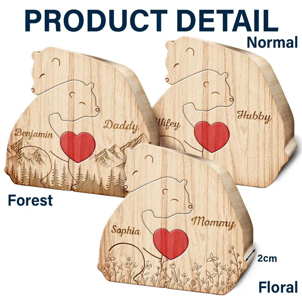 Love Bear Family - Gift For Mother, Father, Family - Personalized Custom Shaped Wooden Puzzle - Image 6