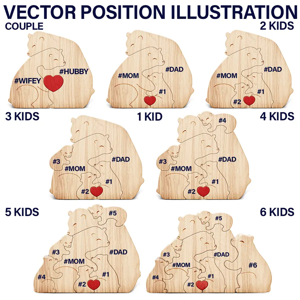 Love Bear Family - Gift For Mother, Father, Family - Personalized Custom Shaped Wooden Puzzle - Image 7