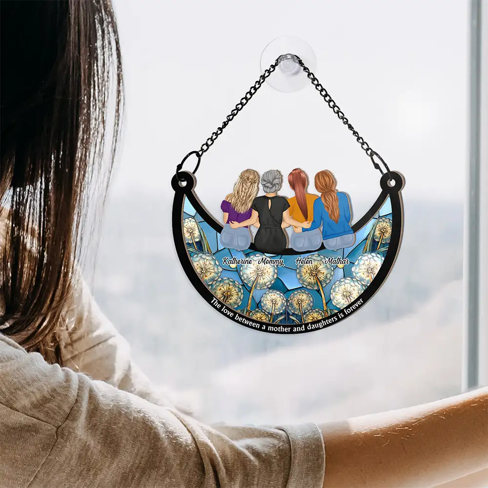 Love Between Mother & Daughter Is Forever - Personalized Window Hanging Suncatcher Ornament - Image 4