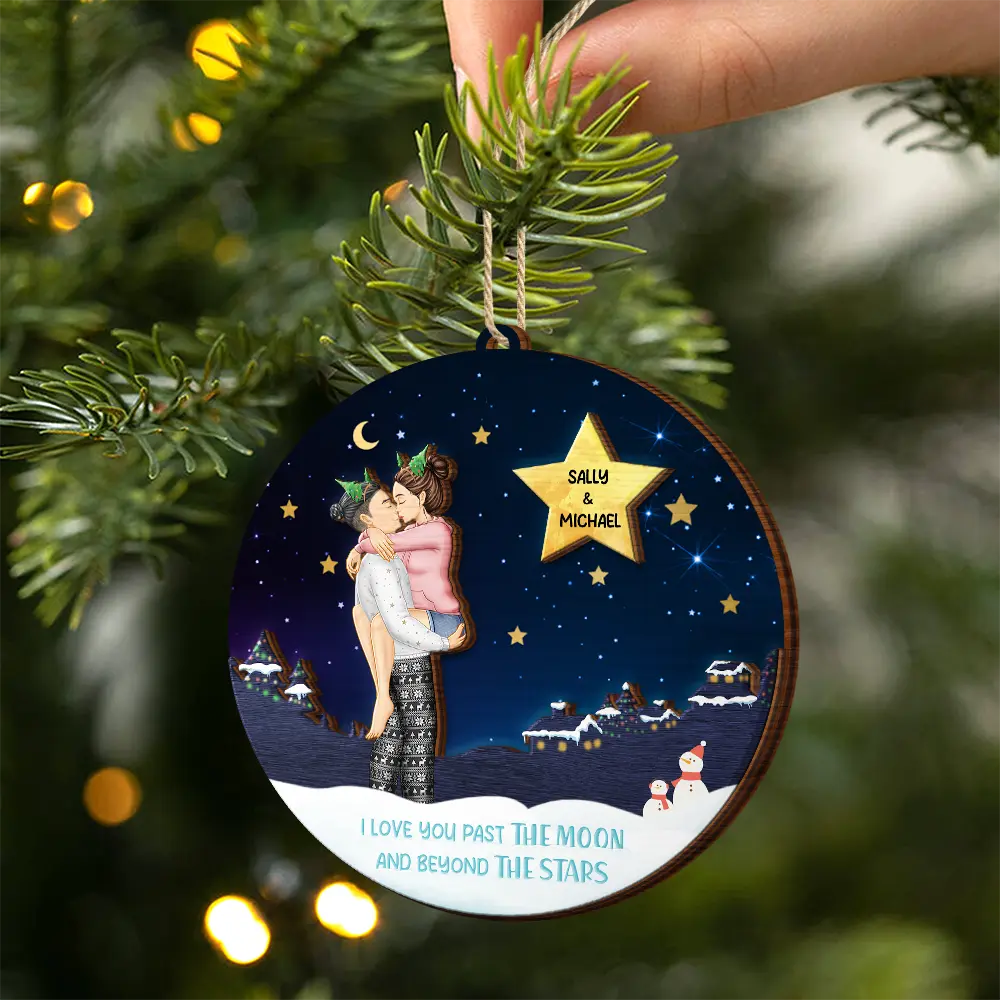 Love Beyond The Stars - Personalized 2-Layered Wooden Ornament - Image 2
