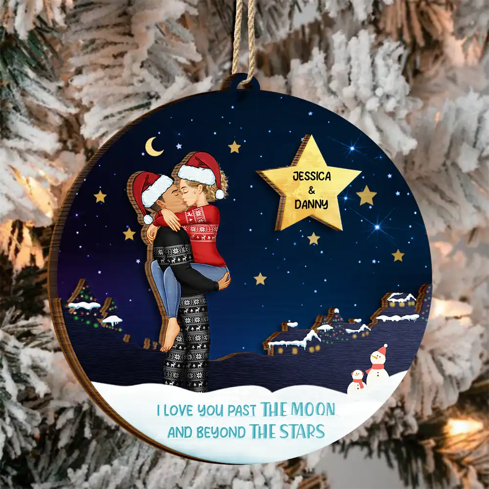 Love Beyond The Stars - Personalized 2-Layered Wooden Ornament - Image 3