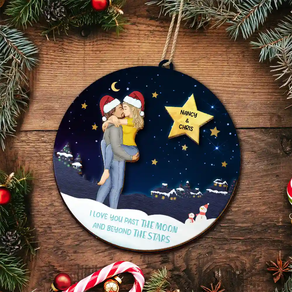 Love Beyond The Stars - Personalized 2-Layered Wooden Ornament - Image 4