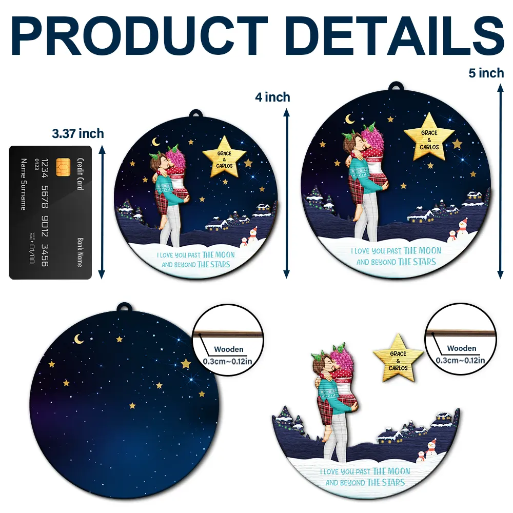 Love Beyond The Stars - Personalized 2-Layered Wooden Ornament - Image 5