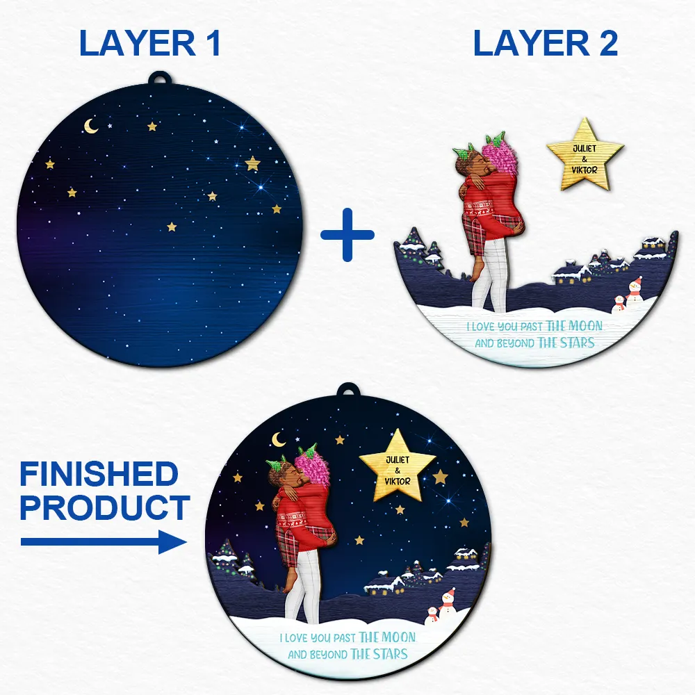 Love Beyond The Stars - Personalized 2-Layered Wooden Ornament - Image 6
