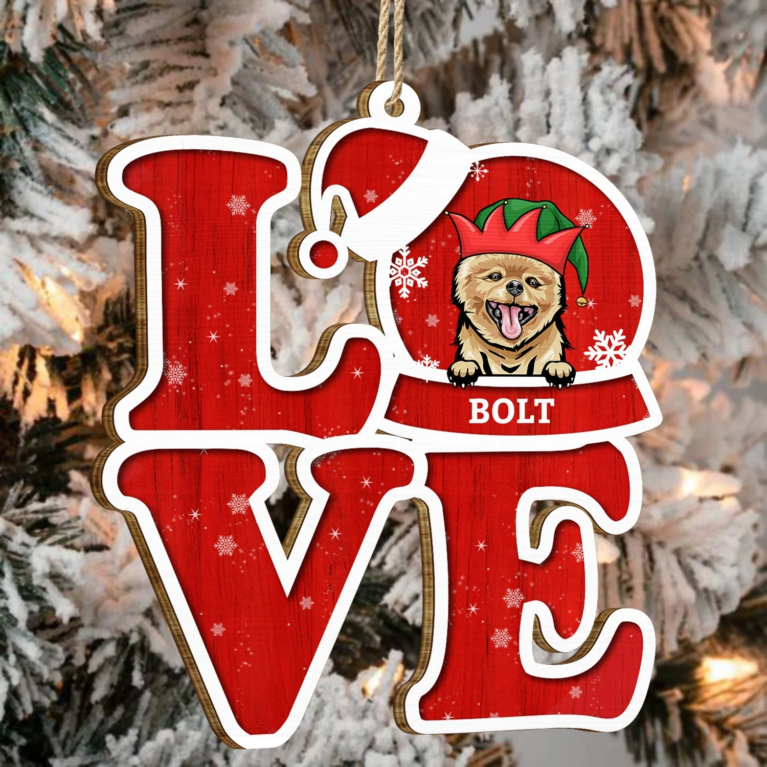 Love Dogs Cats - Christmas Gift For Pet Lovers - Personalized Wooden Cutout Ornament - Image 4