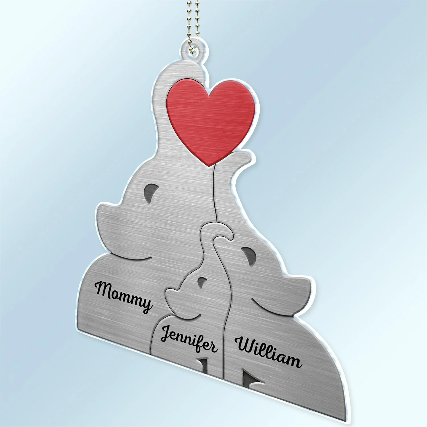 Love Elephant Family - Gift For Mother, Father, Family - Personalized Acrylic Car Hanger - Image 3
