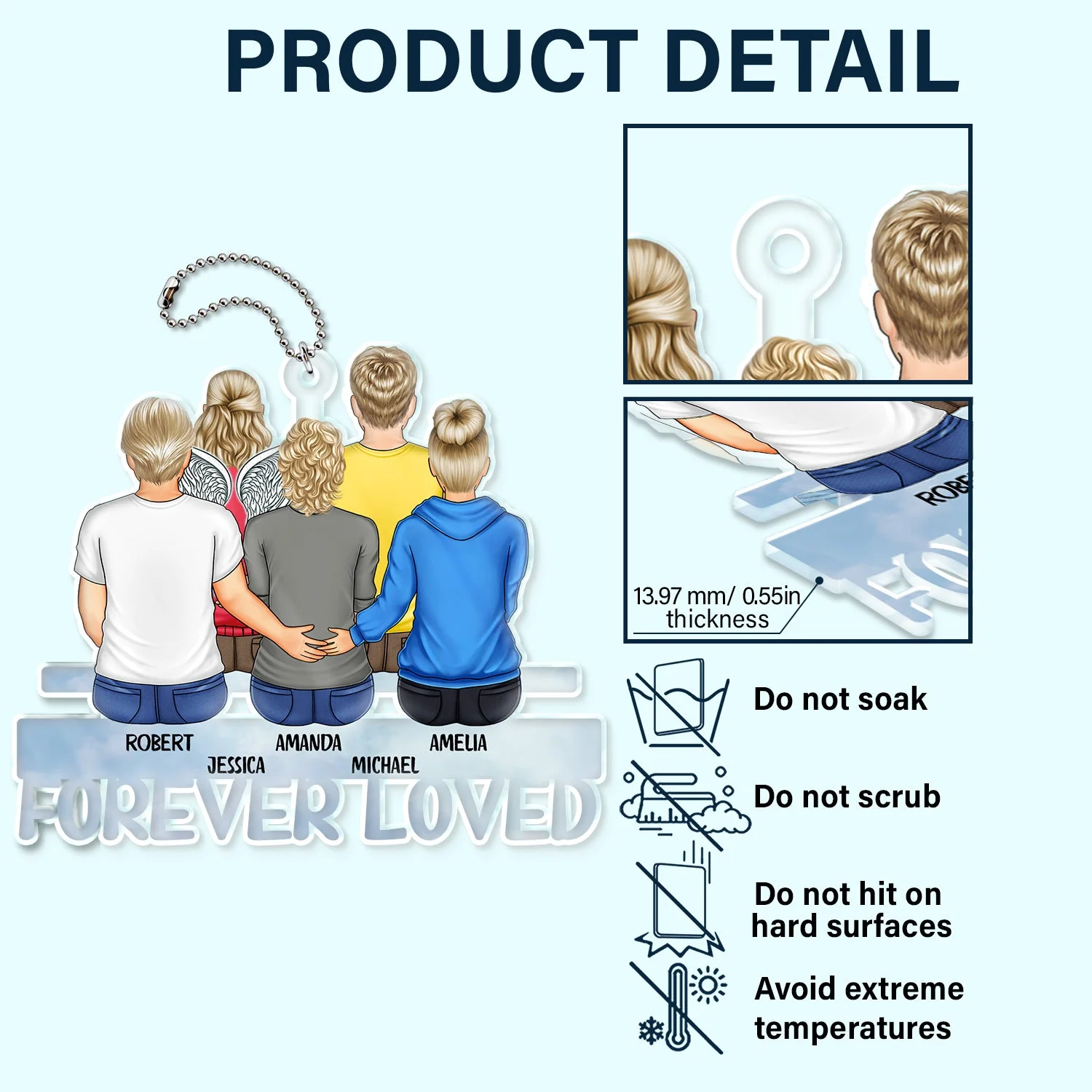 Love Family - Memorial Gift For Family, Friends, Siblings - Personalized Acrylic Car Hanger - Image 5