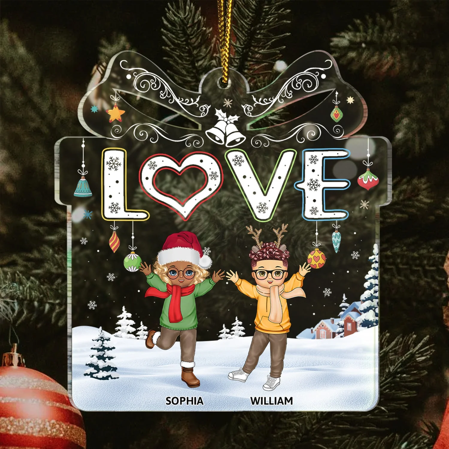 Love Grandkids - Christmas Gift For Parents, Grandparents, Family - Personalized Custom Shaped Acrylic Ornament - Image 3