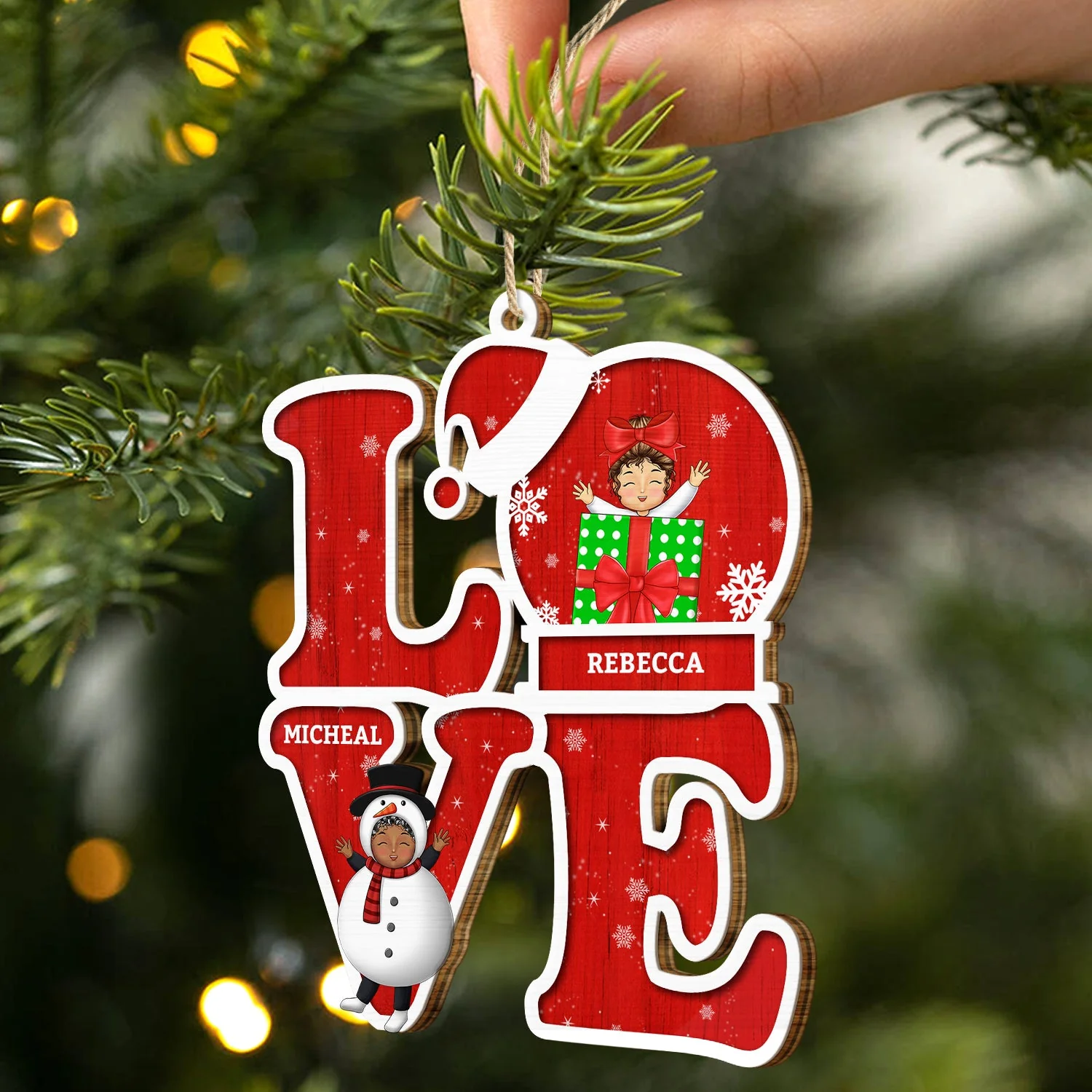 Love Grandkids - Christmas, Loving Gift For Grandpa, Grandma, Grandparents - Personalized Wooden Cutout Ornament - Image 2