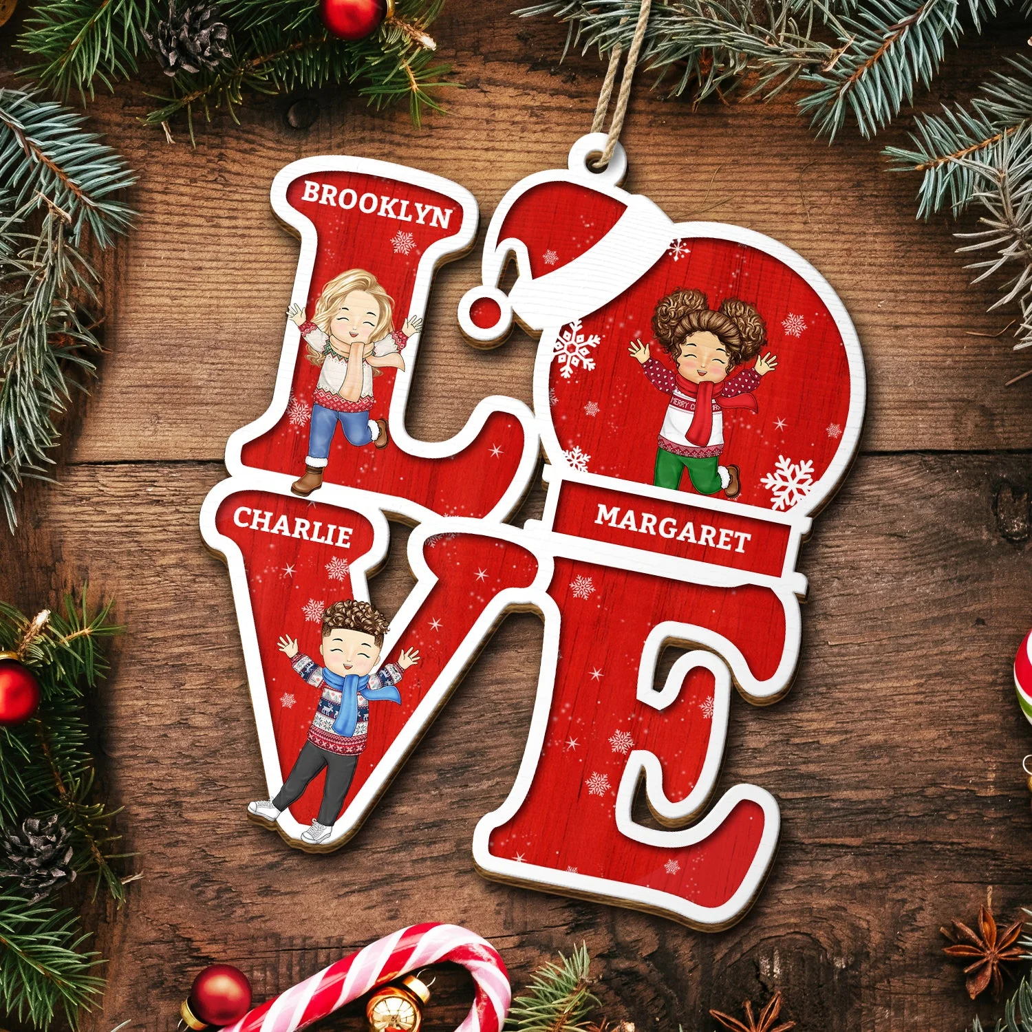 Love Grandkids - Christmas, Loving Gift For Grandpa, Grandma, Grandparents - Personalized Wooden Cutout Ornament - Image 5
