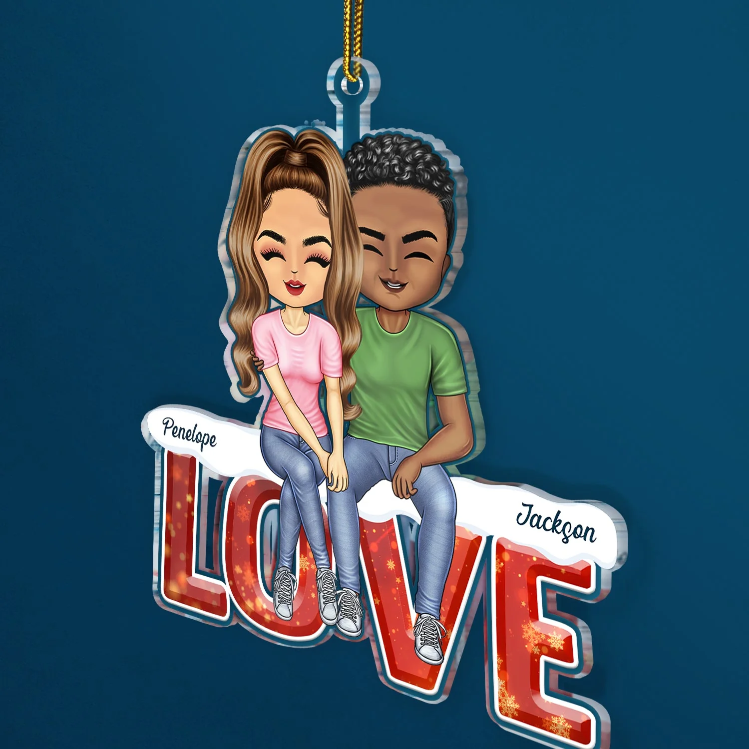 Love Husband And Wife - Christmas Gift For Couples - Personalized Cutout Acrylic Ornament - Image 2