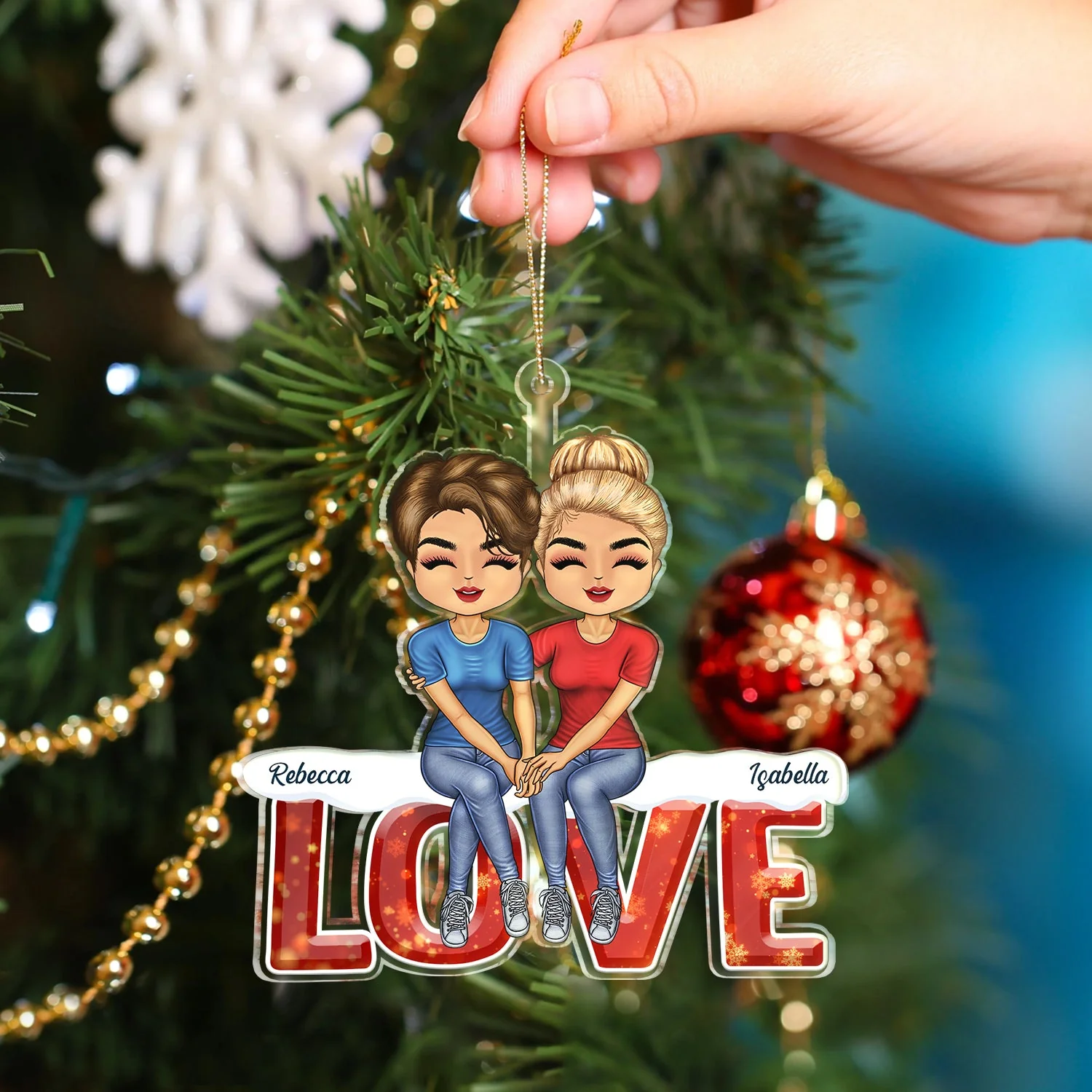 Love Husband And Wife - Christmas Gift For Couples - Personalized Cutout Acrylic Ornament - Image 4