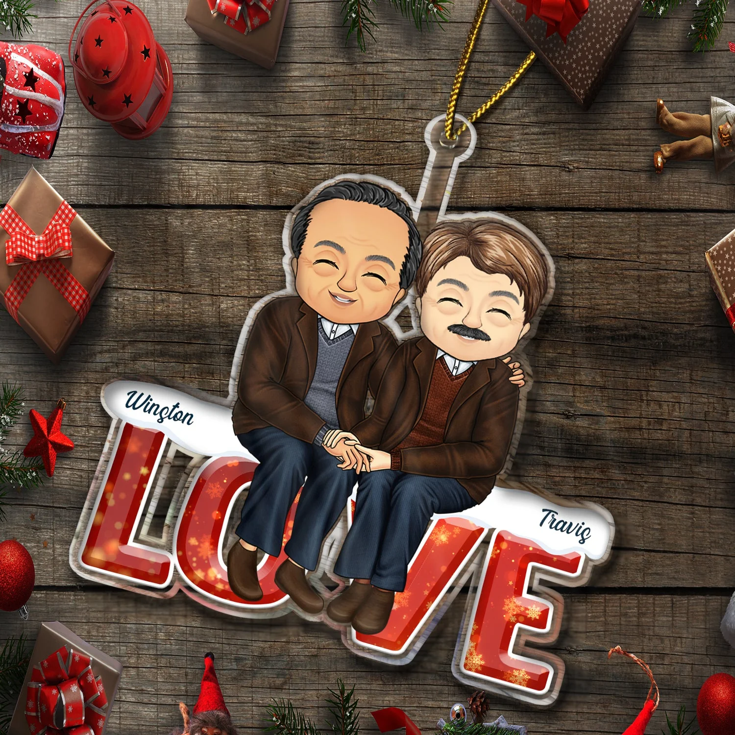 Love Husband And Wife - Christmas Gift For Couples - Personalized Cutout Acrylic Ornament - Image 6