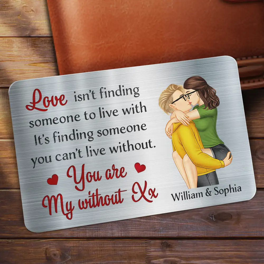 Love Is Finding Someone You Can't Live Without Couple - Personalized Aluminum Wallet Card - Image 2
