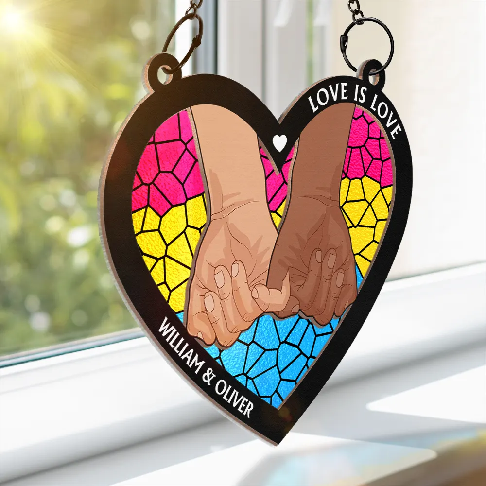 Love Is Love Pride - Personalized Window Hanging Suncatcher Ornament - Image 3