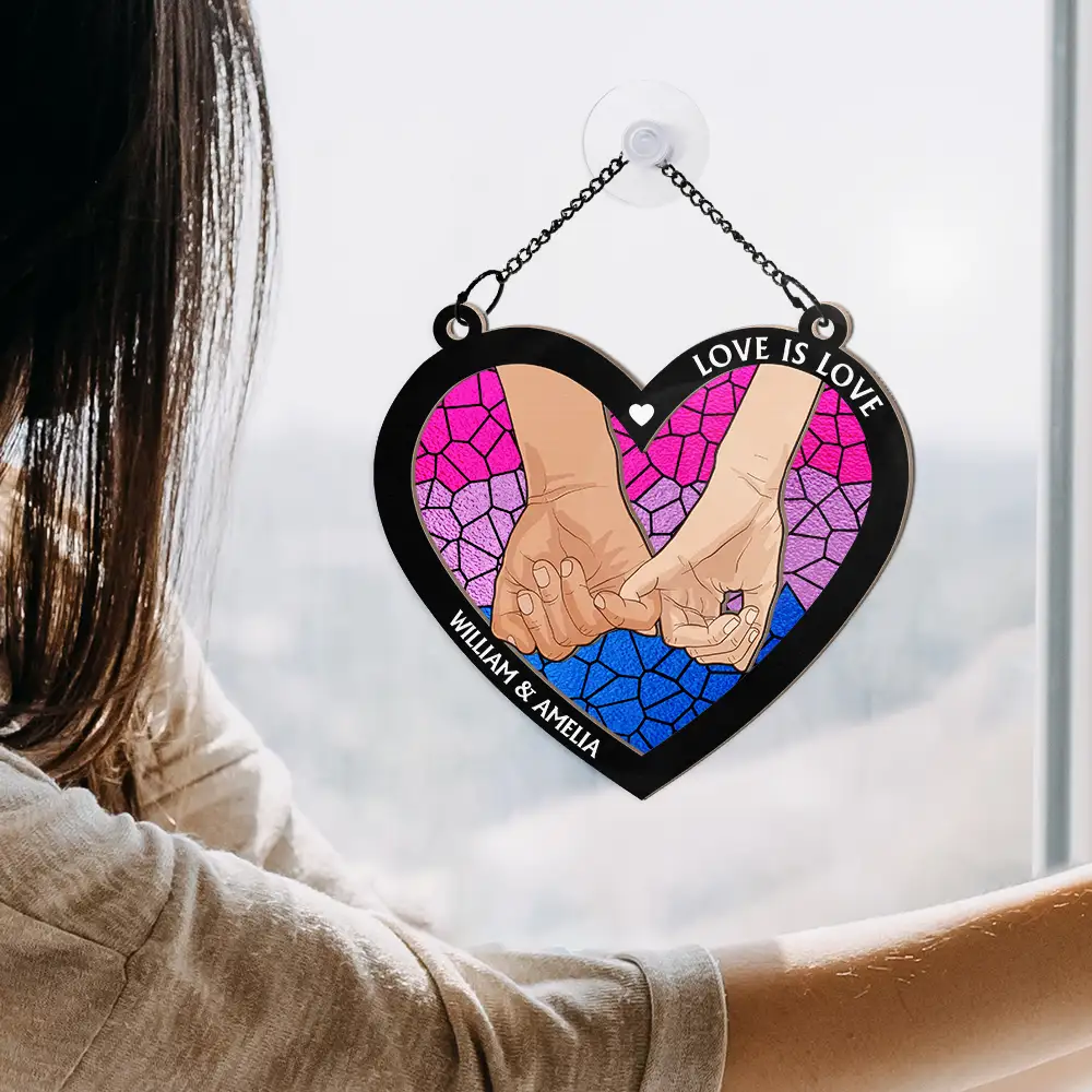 Love Is Love Pride - Personalized Window Hanging Suncatcher Ornament - Image 4