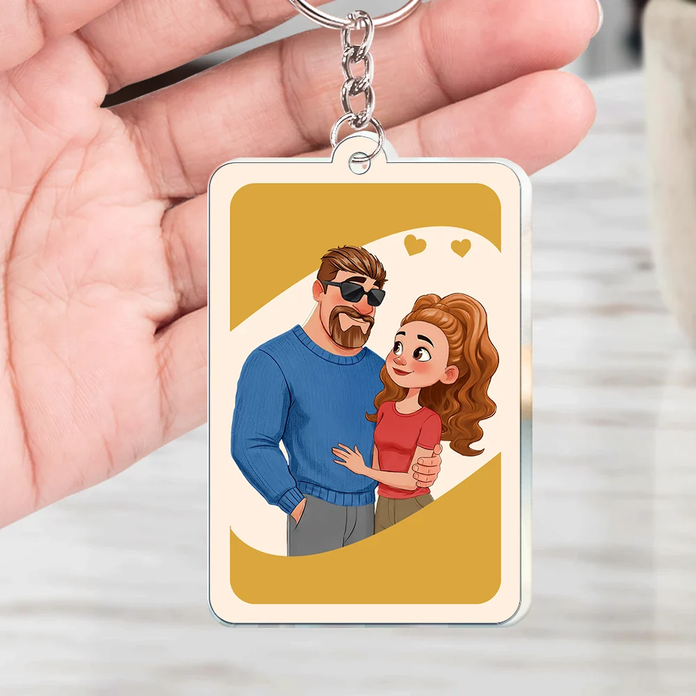 Love You More Reverse Card Animate Couple - Personalized Acrylic Keychain - Image 4